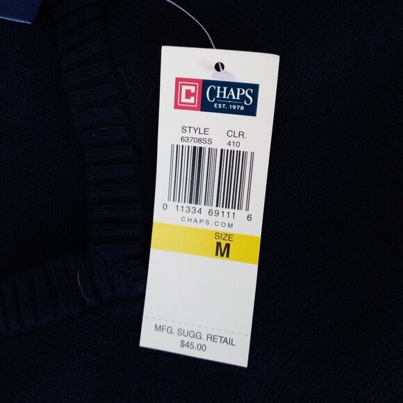 Chaps blue V-neck sweater vest sz M NEW - Picture 6 of 10